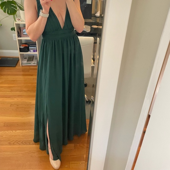 Lulus Heavenly Hues Forest Green Maxi Dress with Plunge Neckline and Slit - Picture 12 of 12